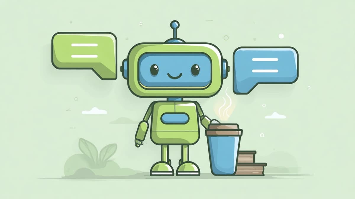 Illustration of digital assistant coffee chat for Getting Started with ChatGPT: A Zero‑Code Tutorial