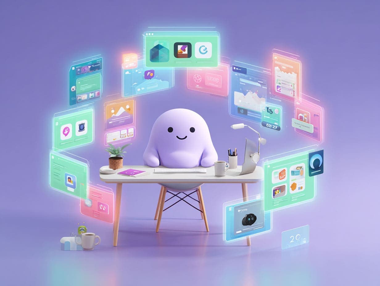 Collection of beginner-friendly AI tools interface showcase for 2025