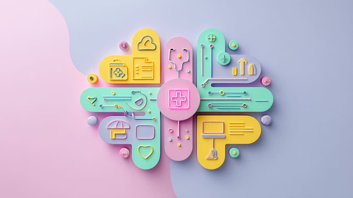 Illustration showing AI applications across different industries