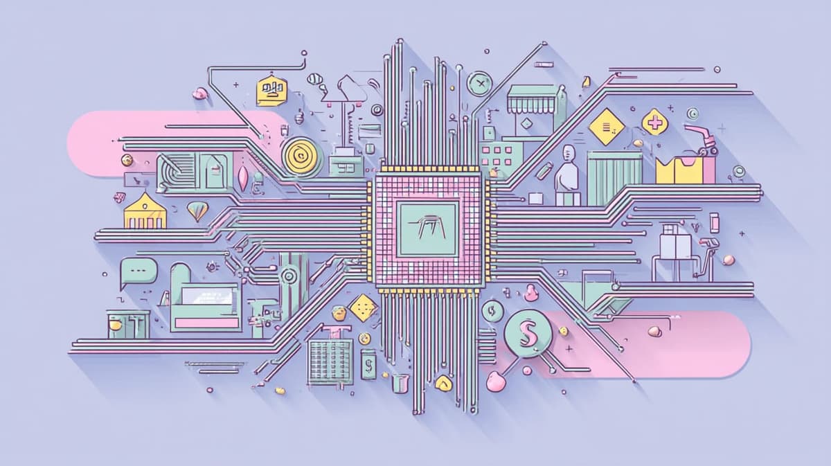 Illustration showing AI applications across different industries