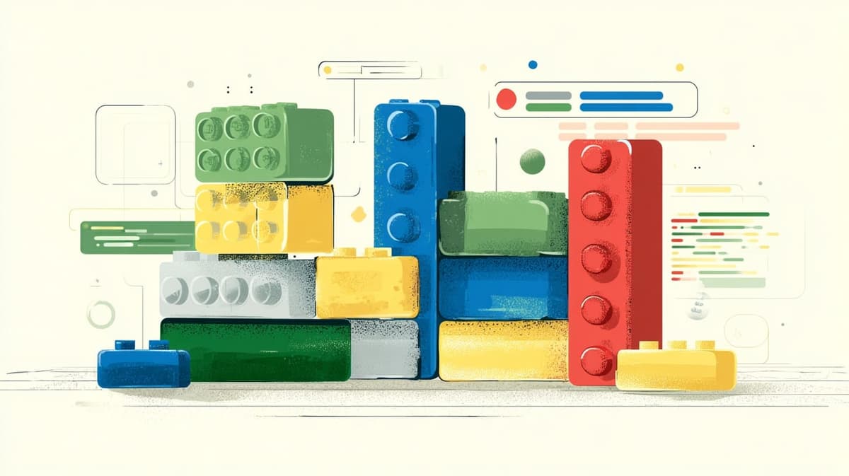 Illustration of digital legos building ai solutions for What Is Zero‑Code AI Development?